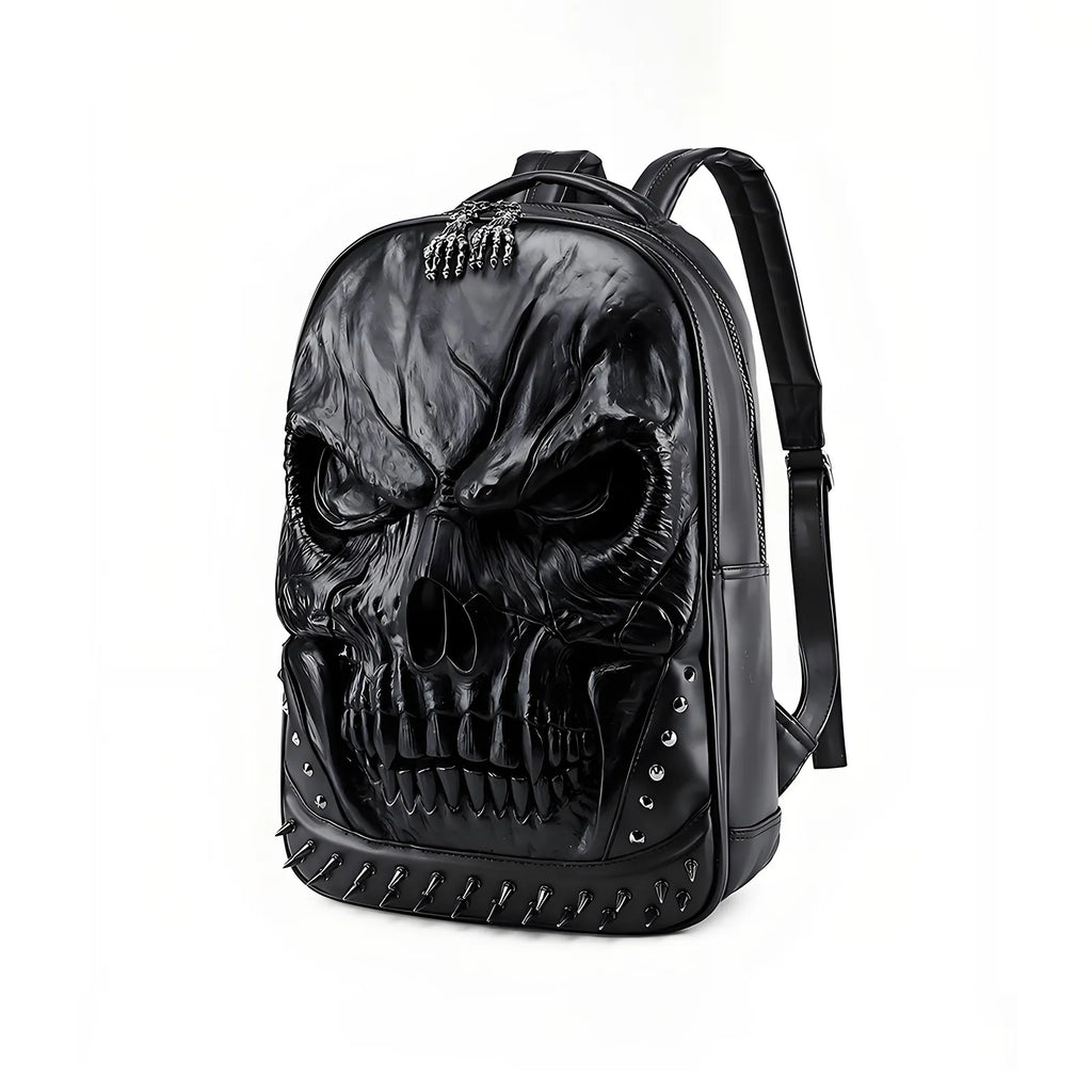 Dark Aesthetic Skull Relief Bag - Waterproof Goth Punk Laptop Backpack