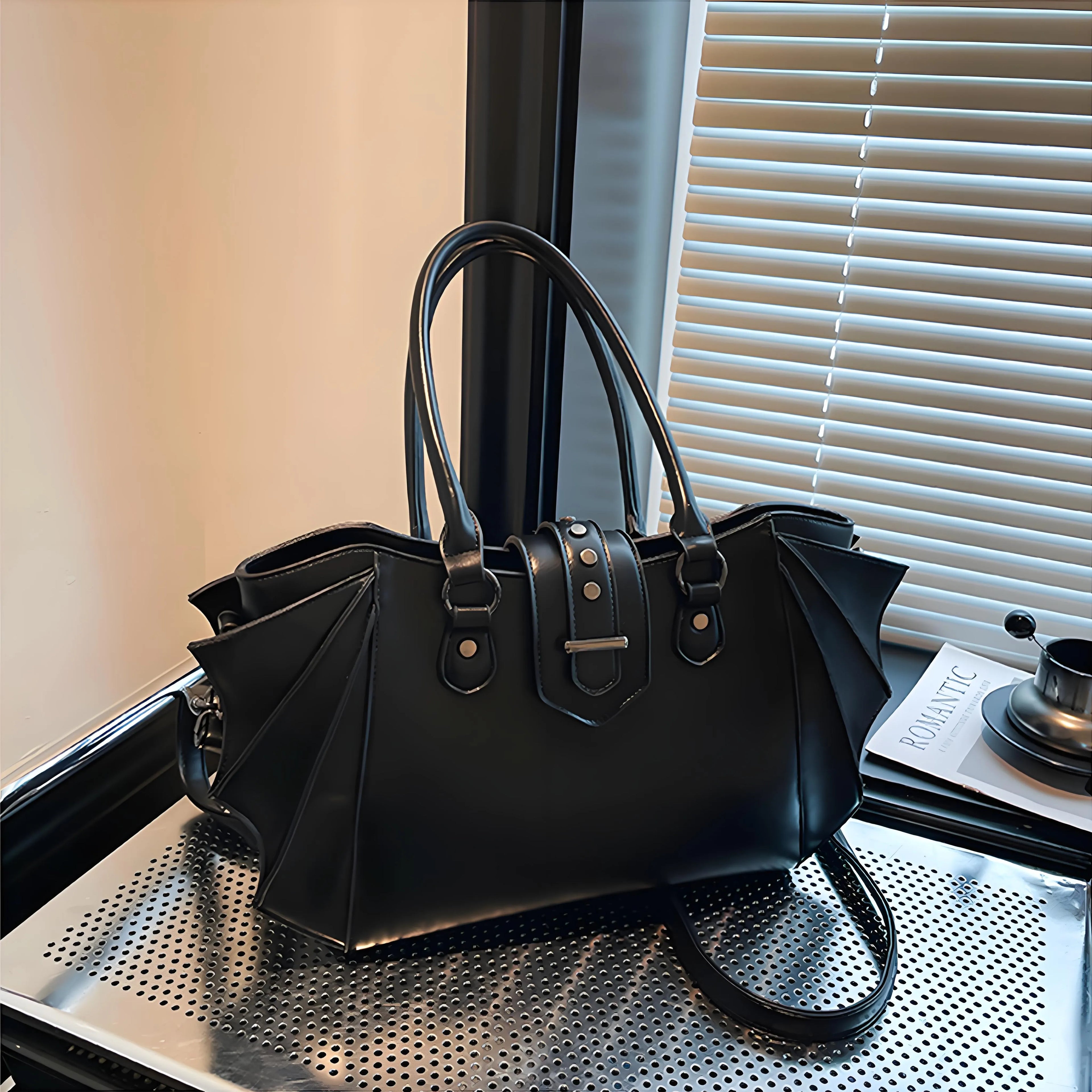 Alternative Fashion Bat Wing Satchel Detachable Strap Handbag