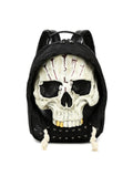 Gothic 3D Skull Backpack with Hood Dark Aesthetic Studded PU Leather Rucksack