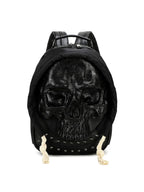 Gothic 3D Skull Backpack with Hood Dark Aesthetic Studded PU Leather Rucksack