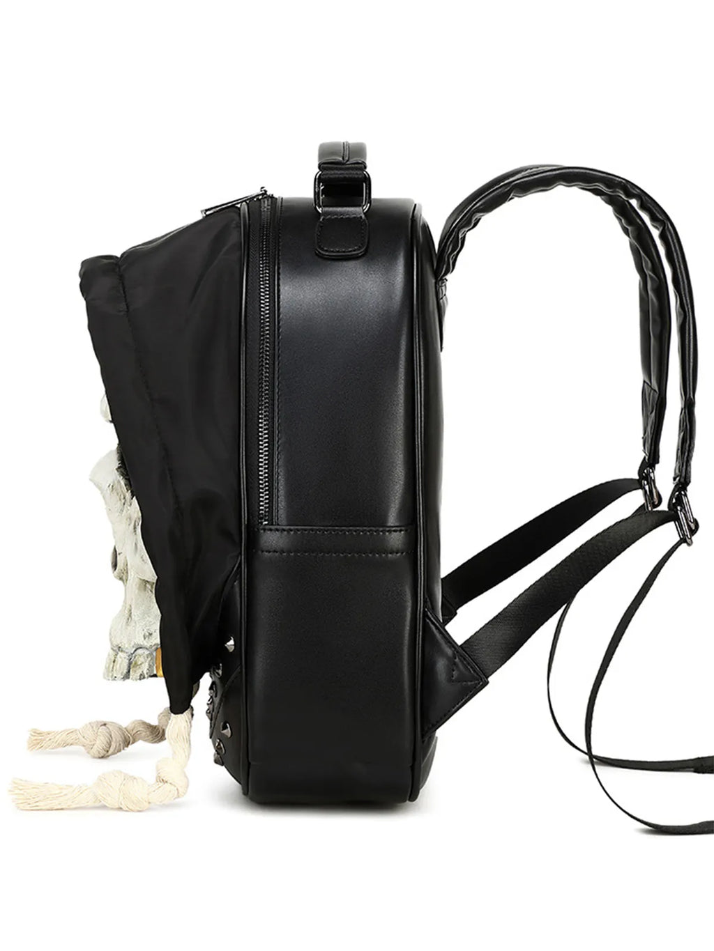 Gothic 3D Skull Backpack with Hood Dark Aesthetic Studded PU Leather Rucksack