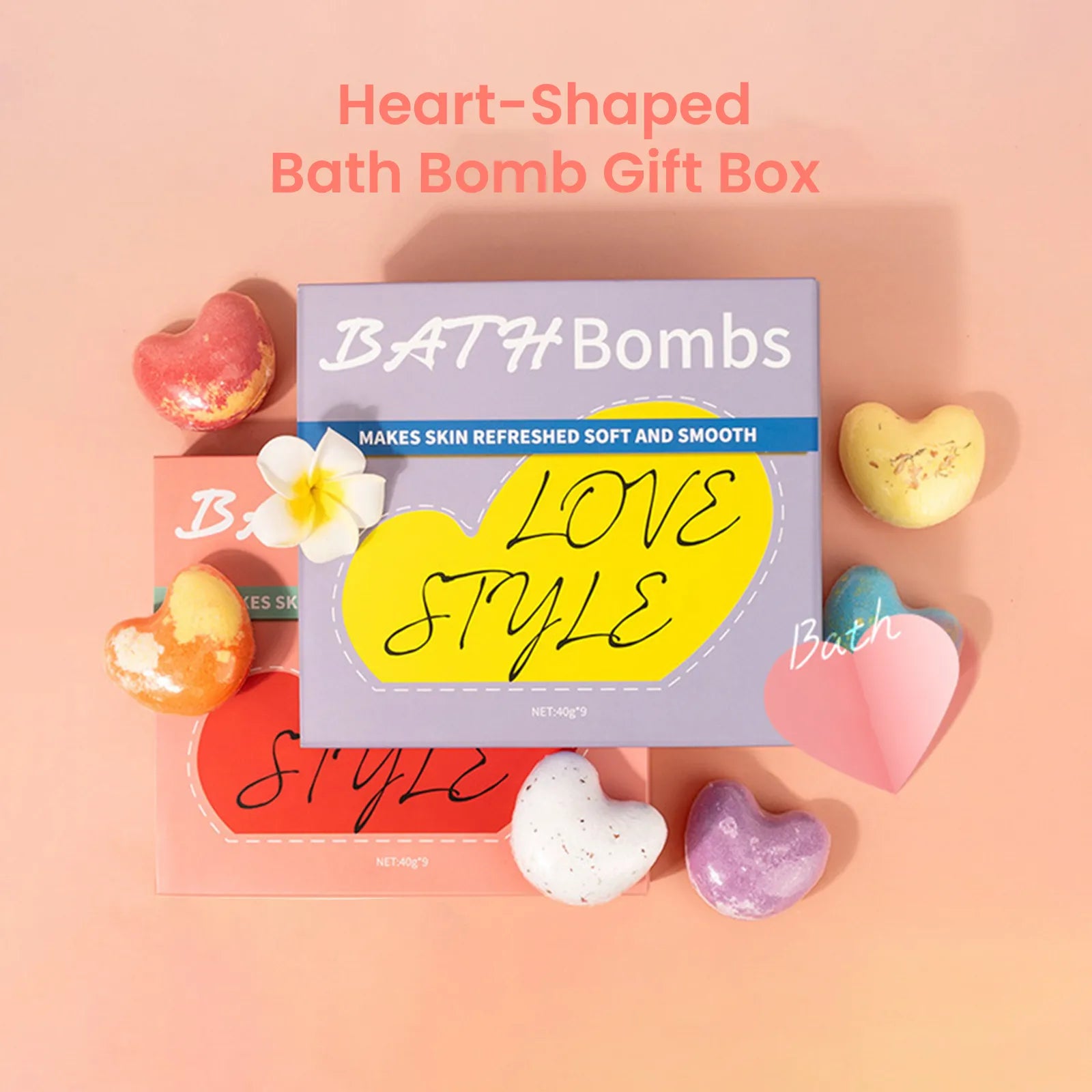 Heart-Shaped Bath Bombs 9PCS