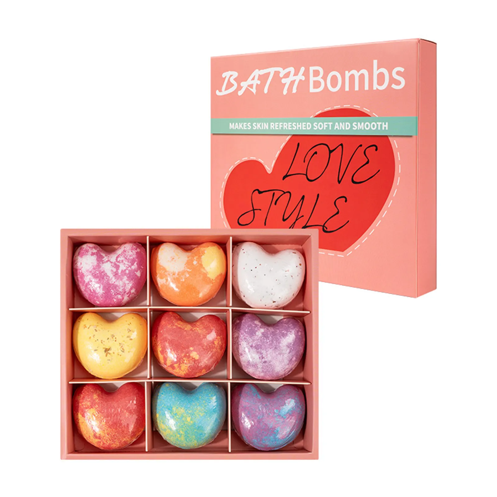Heart-Shaped Bath Bombs 9PCS