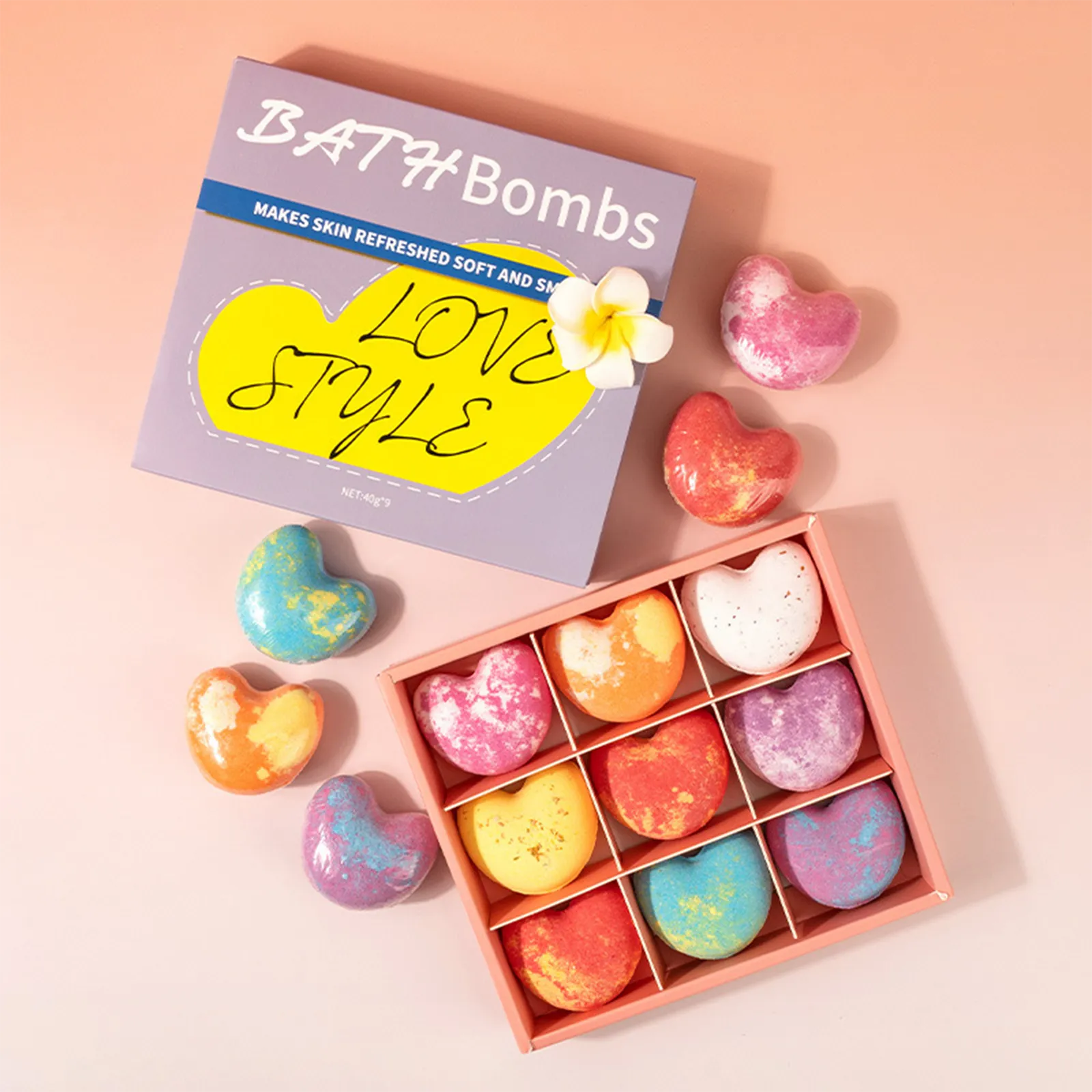 Heart-Shaped Bath Bombs 9PCS