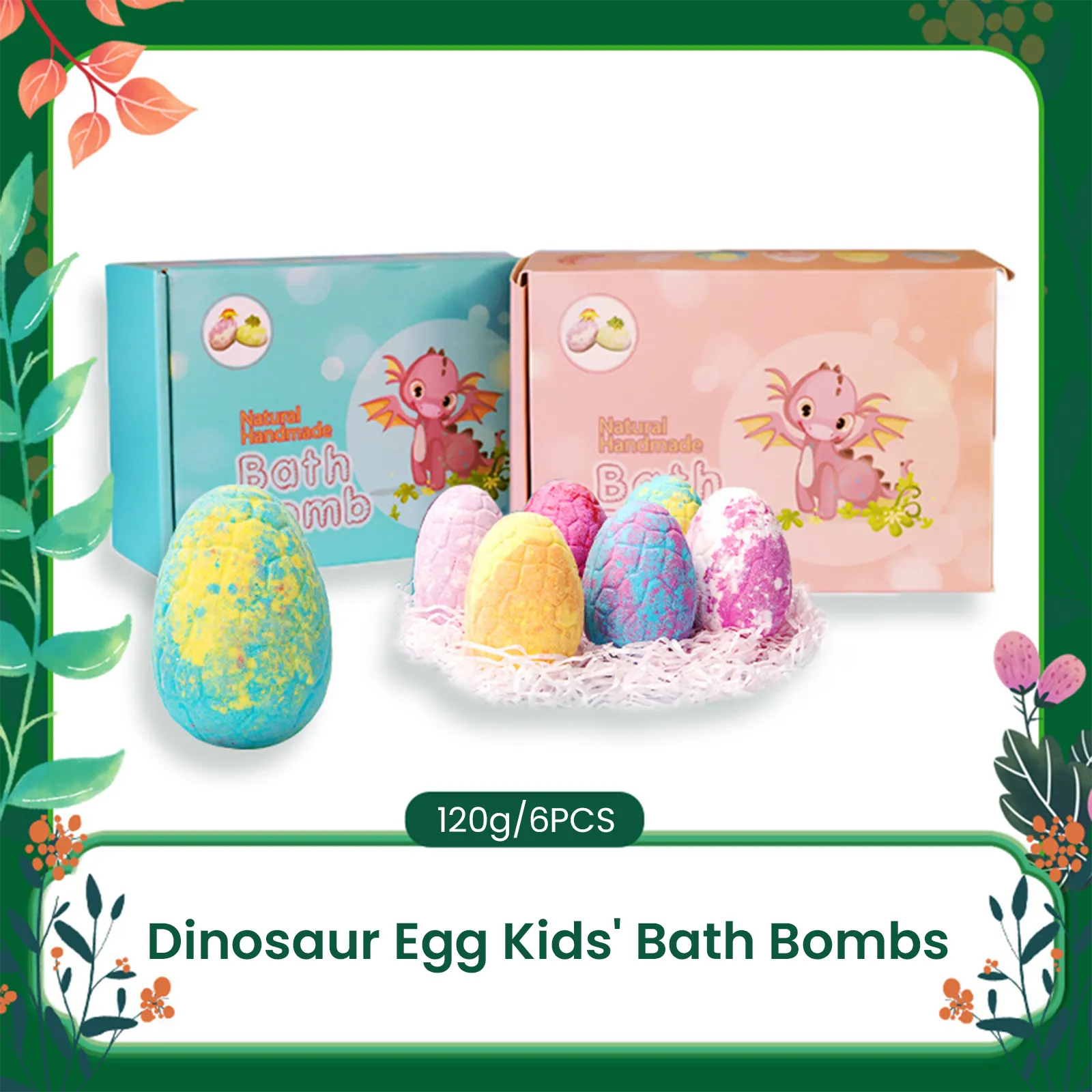 Dinosaur Egg Kids' Bath Bombs 6PCS