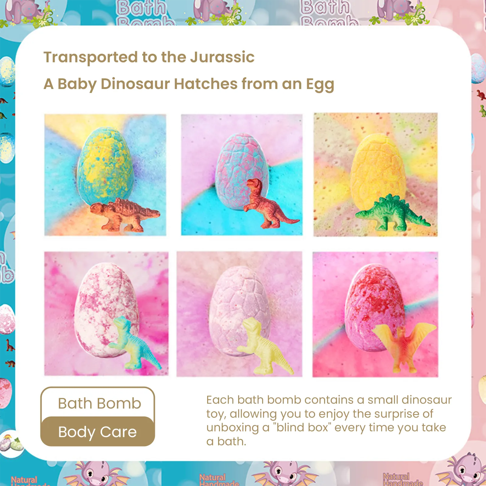 Dinosaur Egg Kids' Bath Bombs 6PCS