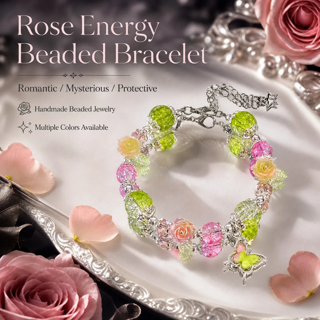 Victorian Rose Energy Bracelet Set – Handmade Charm Jewelry for Protection and Good Fortune