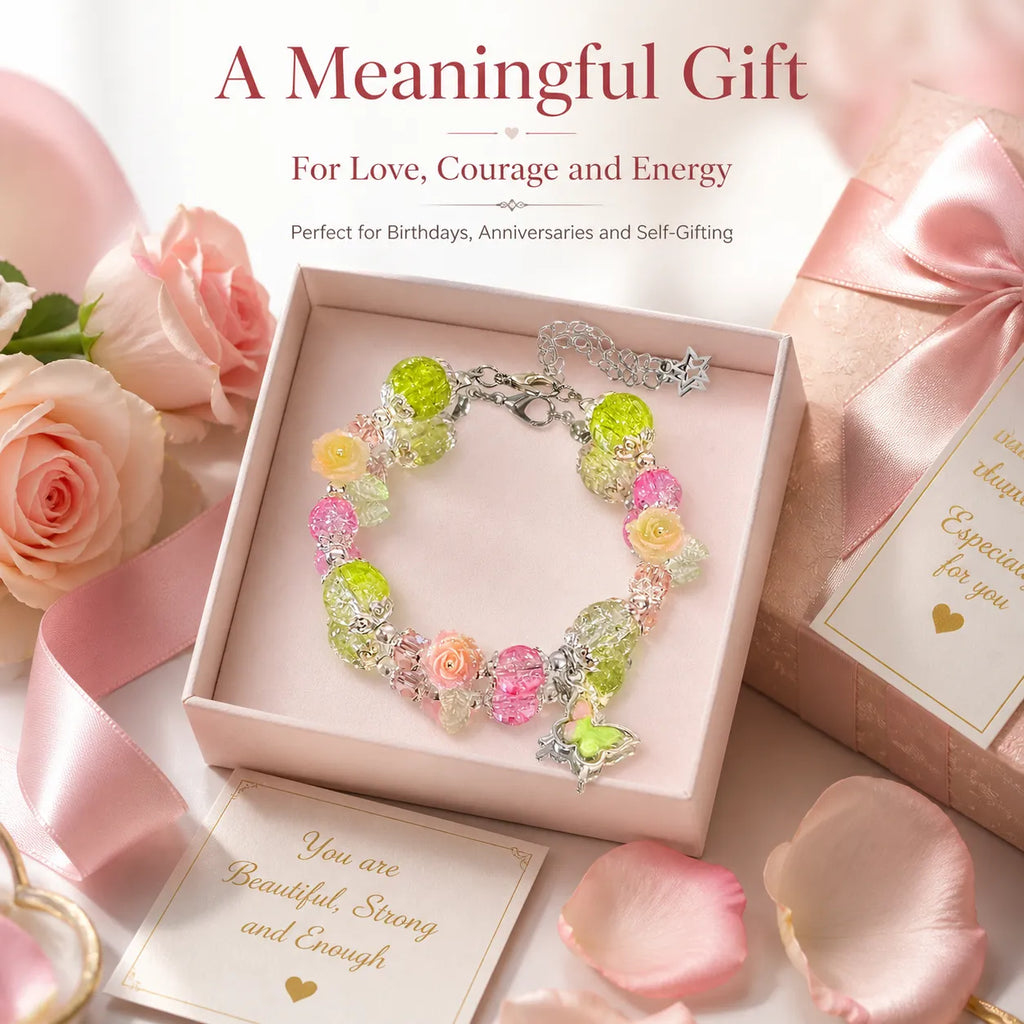 Victorian Rose Energy Bracelet Set – Handmade Charm Jewelry for Protection and Good Fortune