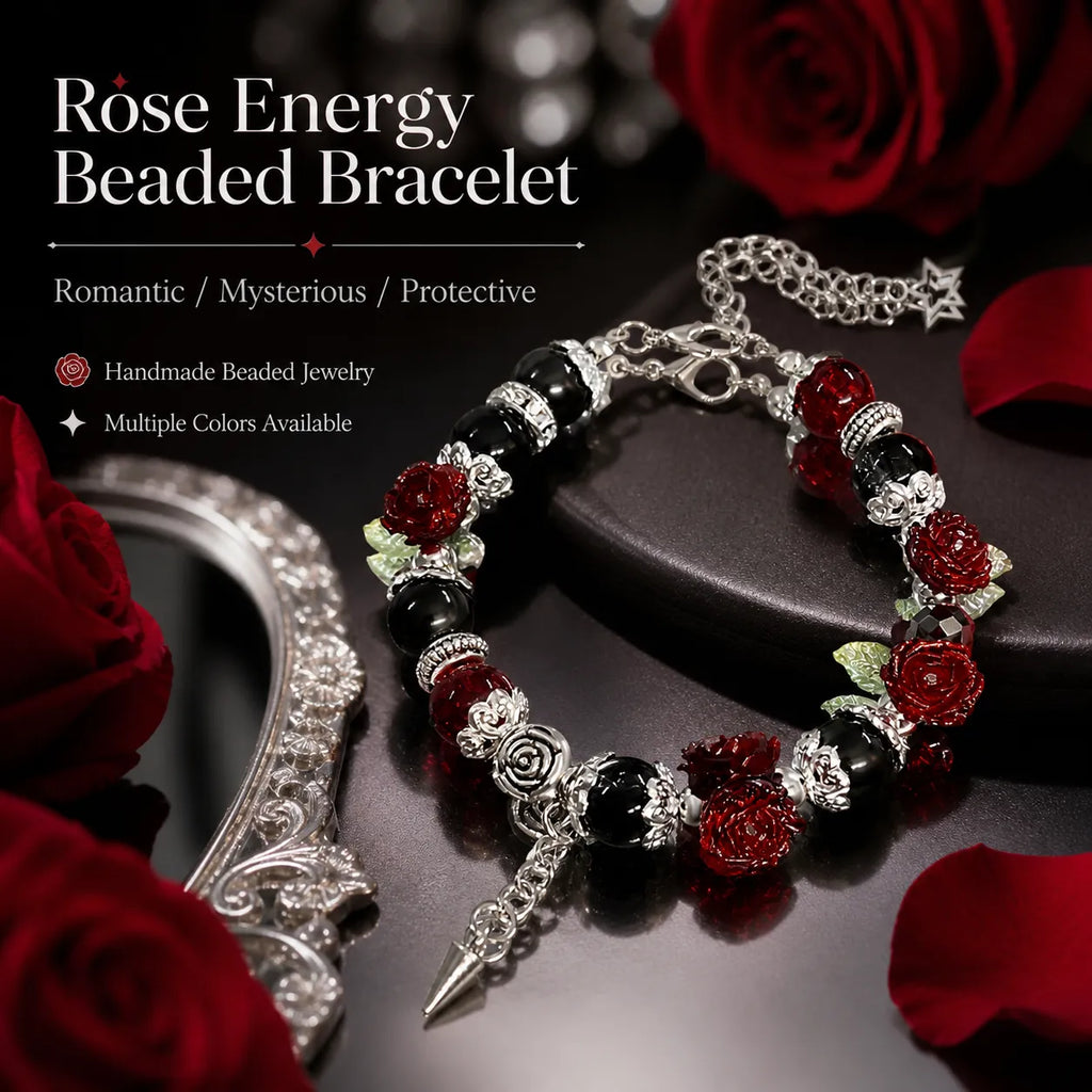 Victorian Rose Energy Bracelet Set – Handmade Charm Jewelry for Protection and Good Fortune