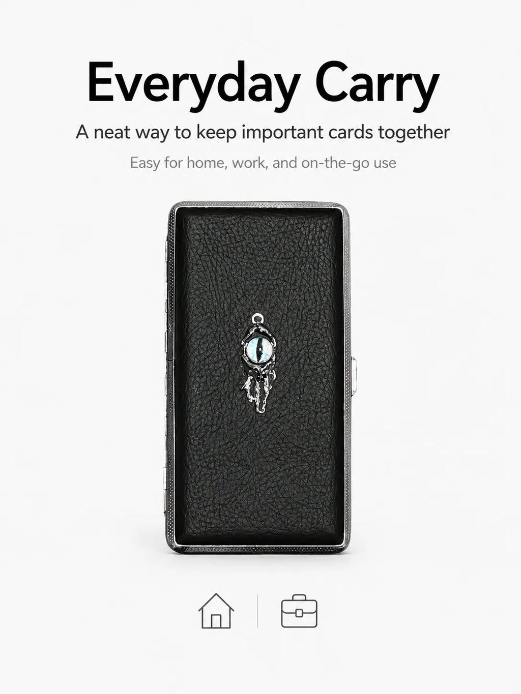 Blue Demon Eyes Pocket Case _ Black Leather & Metal Hard-Shell Organizer