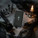 Blue Demon Eyes Pocket Case _ Black Leather & Metal Hard-Shell Organizer: accessory with blue Demon Eyes Pocket Black.