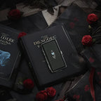 Blue Demon Eyes Pocket Case _ Black Leather & Metal Hard-Shell Organizer: accessory with blue Demon Eyes Pocket Black.