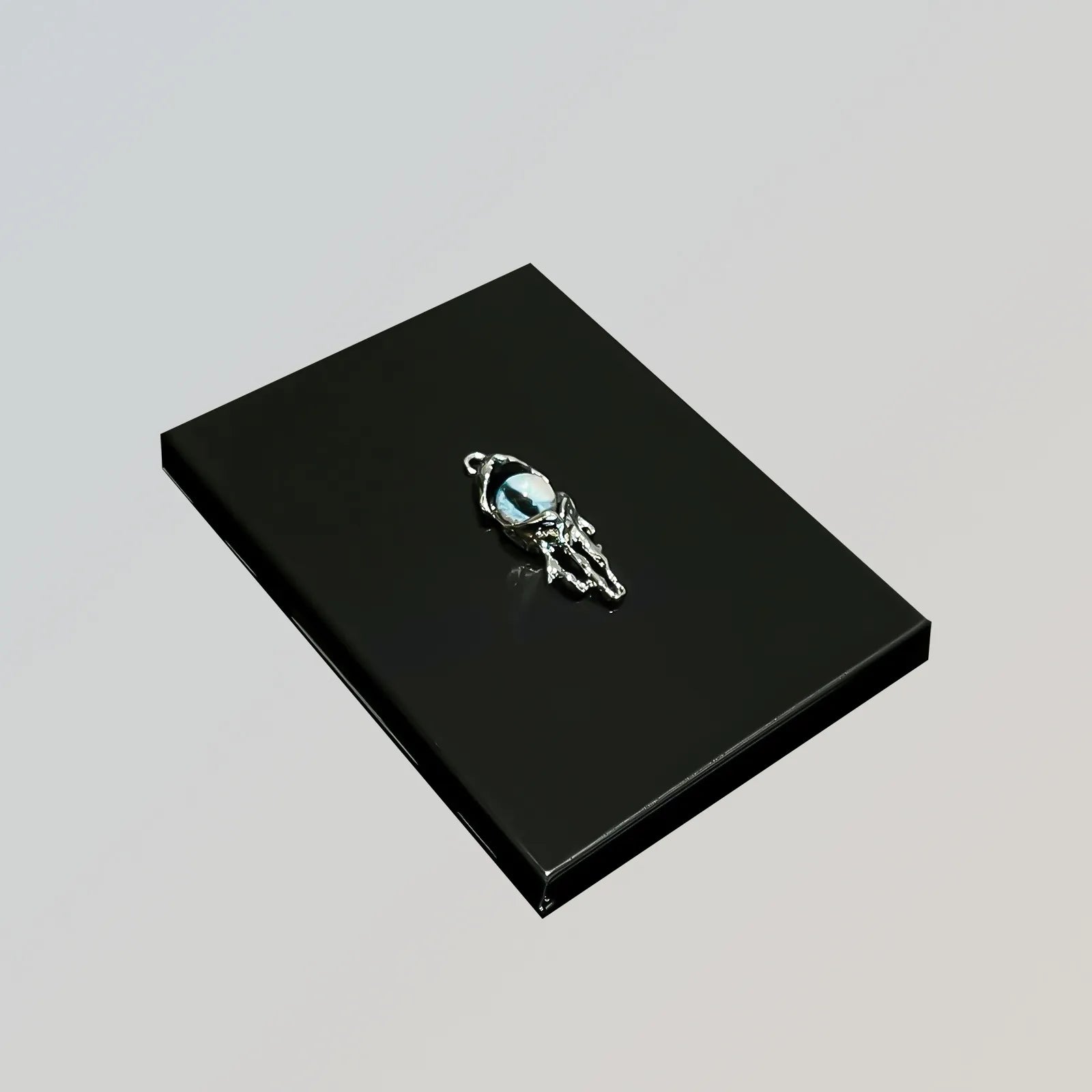 Blue Demon Eyes Pocket Case _ Black Metal Hard-Shell Organizer—accessory with blue Demon Eyes Pocket Black.