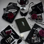 Blue Demon Eyes Pocket Case _ Black Metal Hard-Shell Organizer—accessory with blue Demon Eyes Pocket Black.