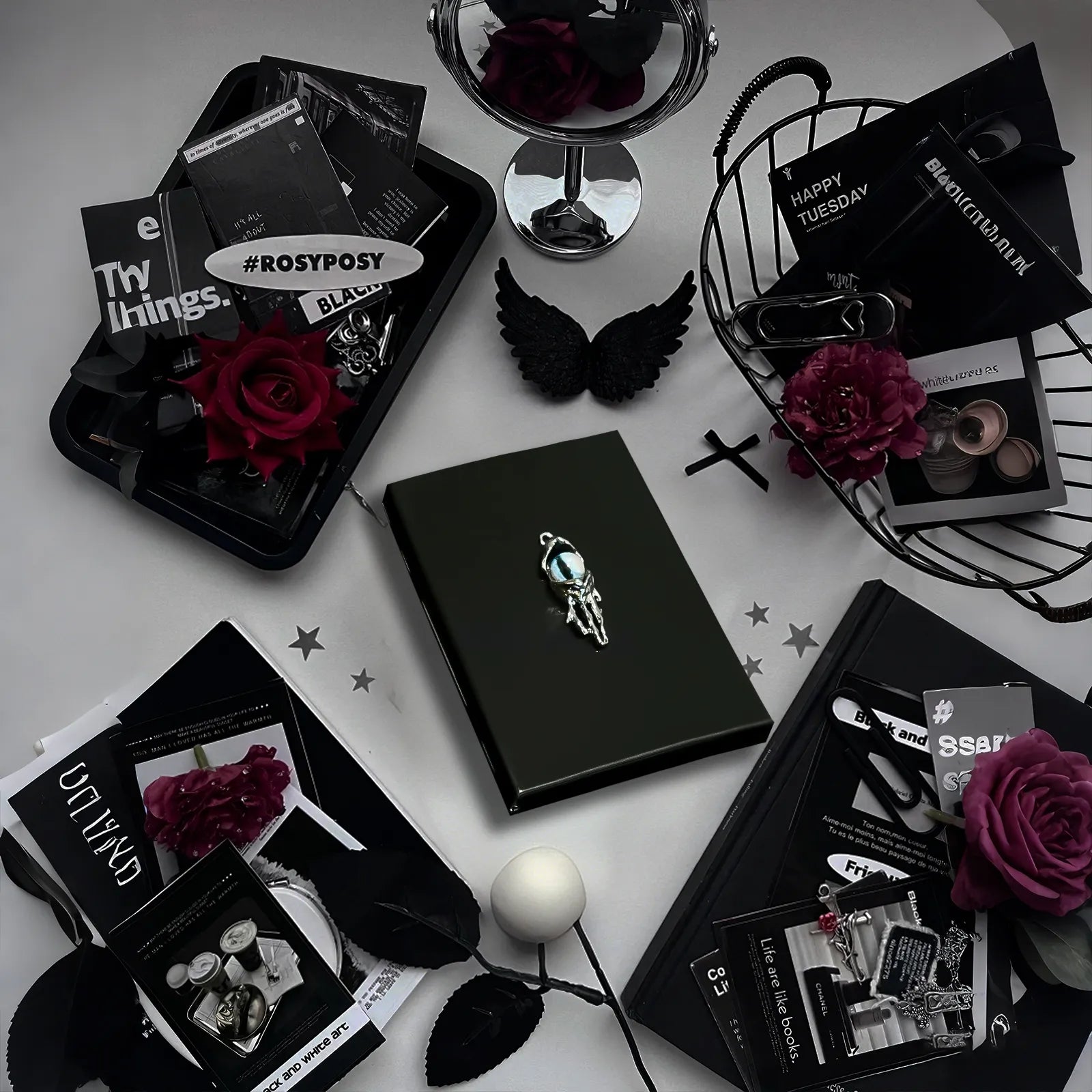 Blue Demon Eyes Pocket Case _ Black Metal Hard-Shell Organizer—accessory with blue Demon Eyes Pocket Black.