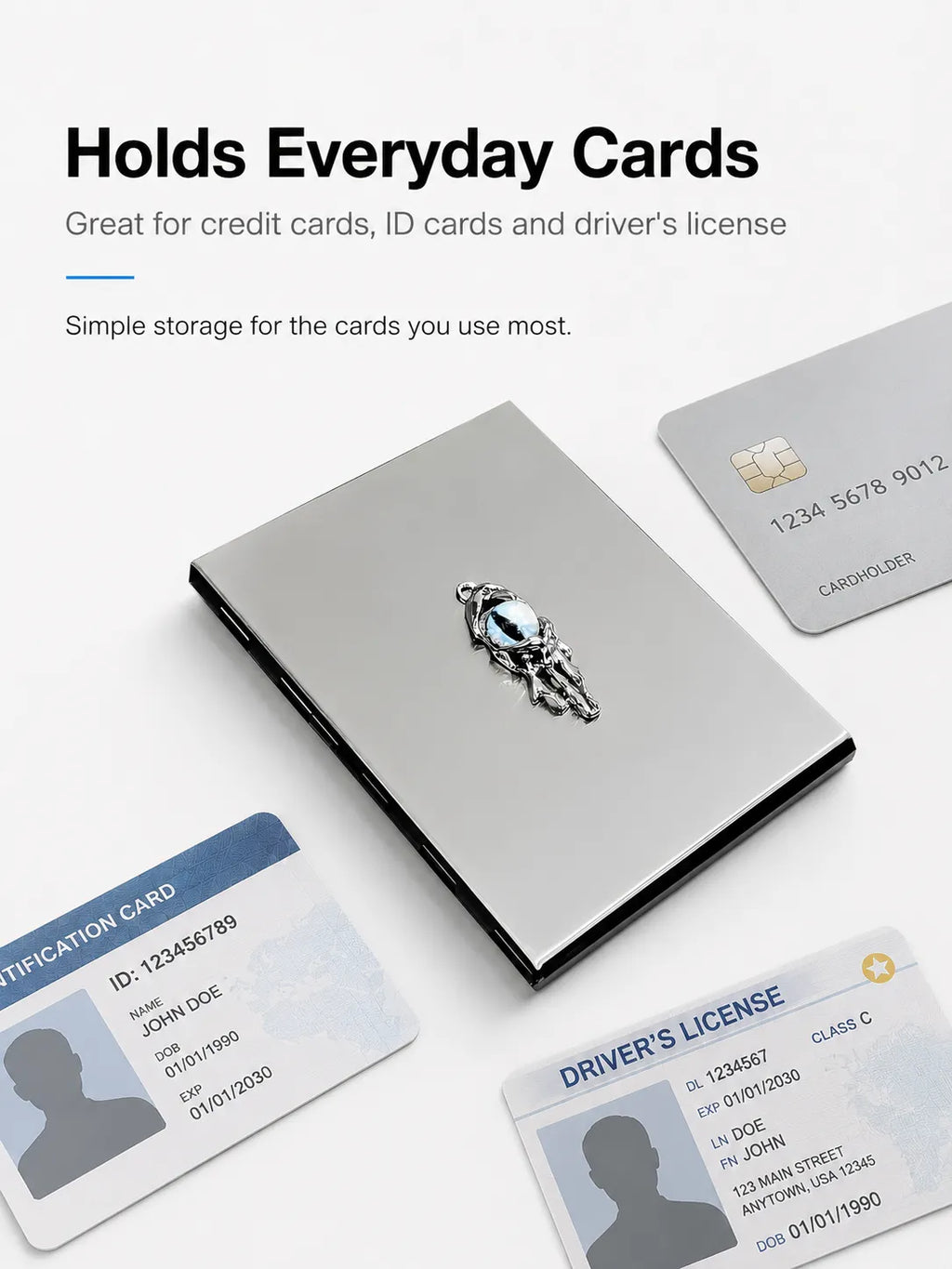 Blue Demon Eyes Pocket Case _ Silver Metal Hard-Shell Organizer