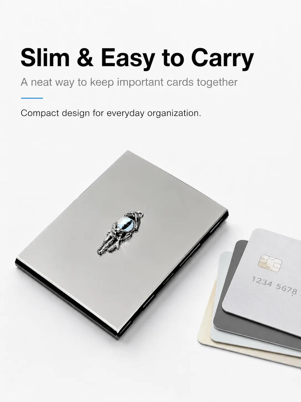 Blue Demon Eyes Pocket Case _ Silver Metal Hard-Shell Organizer