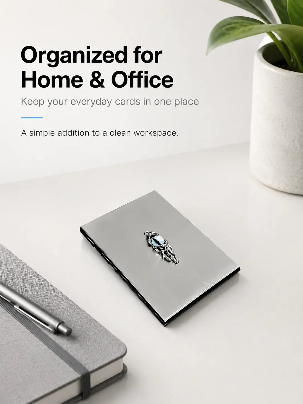 Blue Demon Eyes Pocket Case _ Silver Metal Hard-Shell Organizer