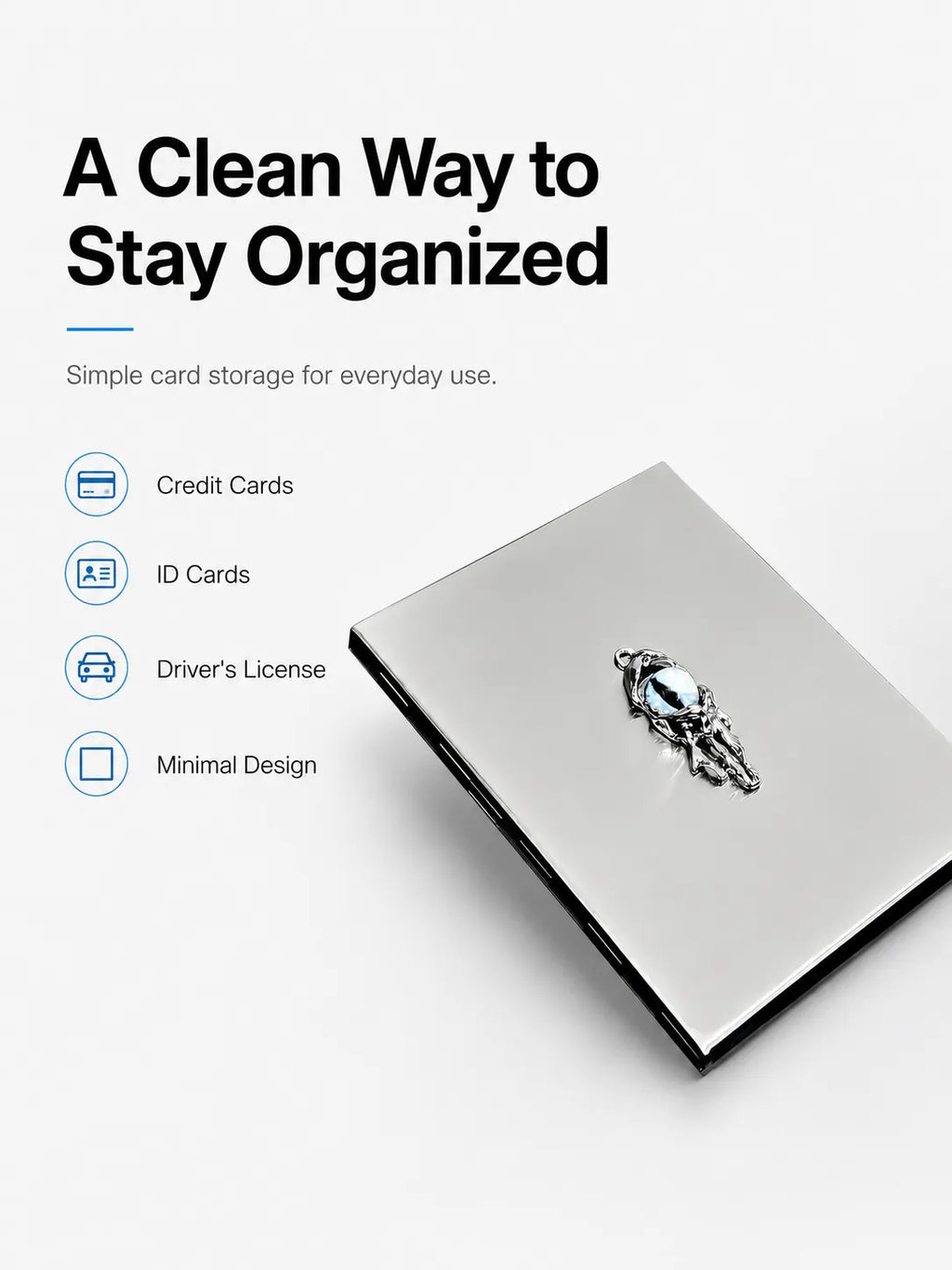 Blue Demon Eyes Pocket Case _ Silver Metal Hard-Shell Organizer