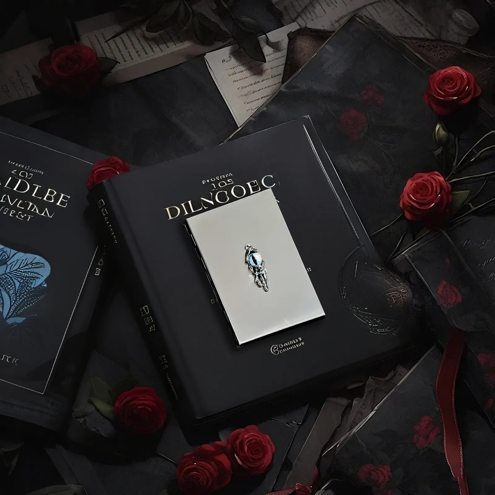 Blue Demon Eyes Pocket Case _ Silver Metal Hard-Shell Organizer—accessory showcasing blue Demon Eyes Pocket Silver.