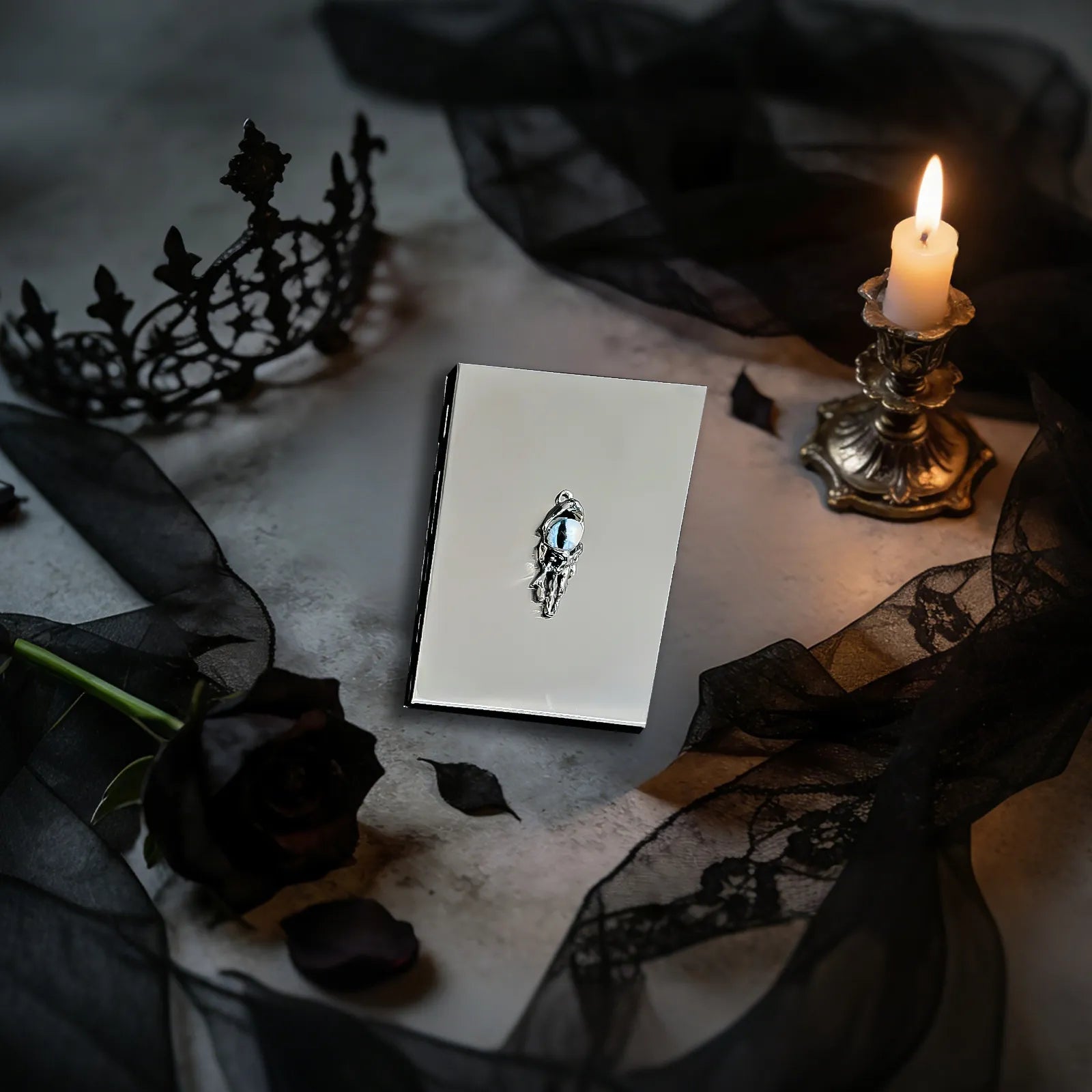 Blue Demon Eyes Pocket Case _ Silver Metal Hard-Shell Organizer—accessory showcasing blue Demon Eyes Pocket Silver.