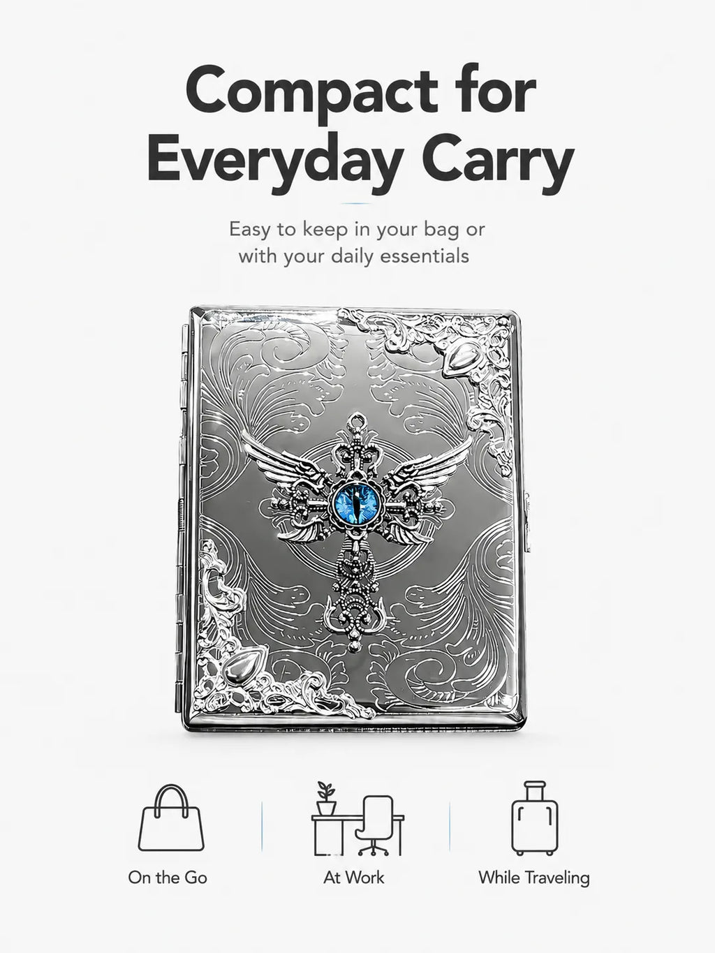 Seraphim Reliquary Energy Pocket Case – Silver Metal Hard-Shell Organizer
