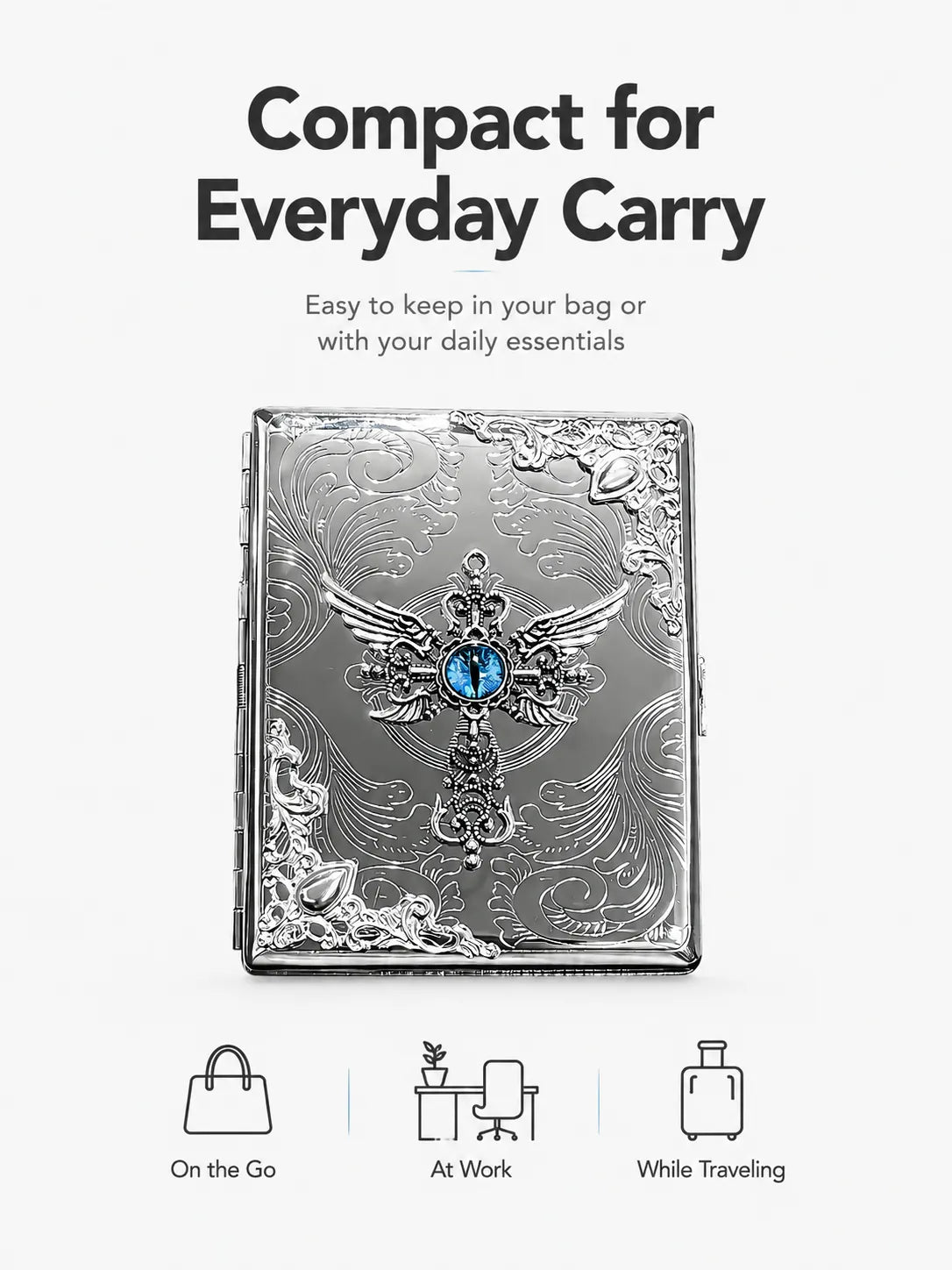 Seraphim Reliquary Energy Pocket Case – Silver Metal Hard-Shell Organizer