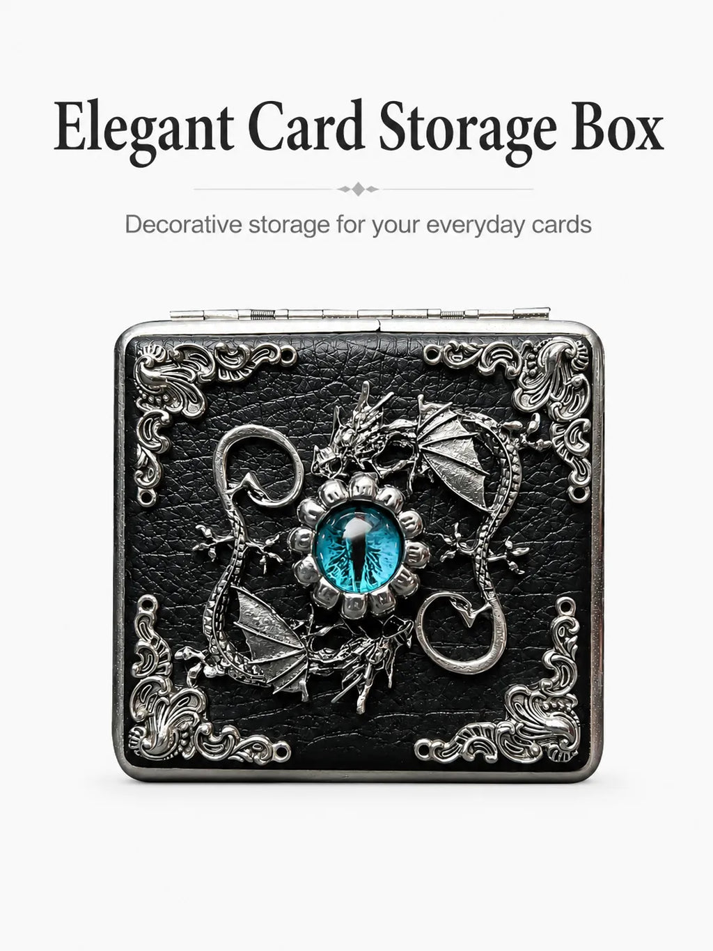 Wyrm-Guard Energy Vault Case – Black Leather Silver Metal Organizer