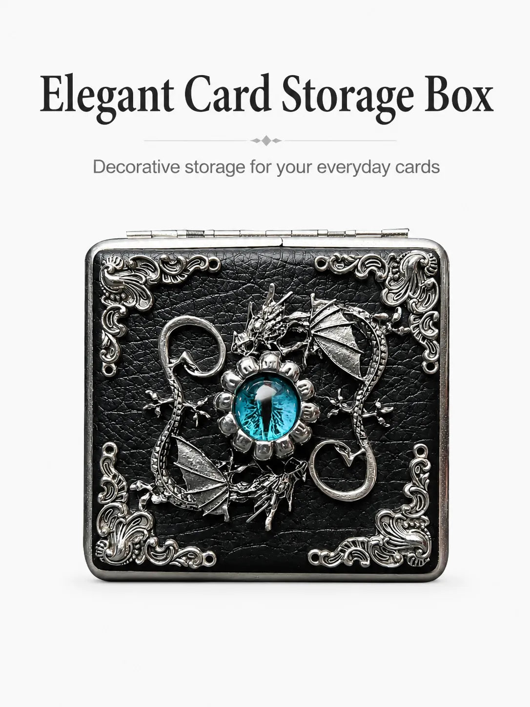 Wyrm-Guard Energy Vault Case – Black Leather Silver Metal Organizer