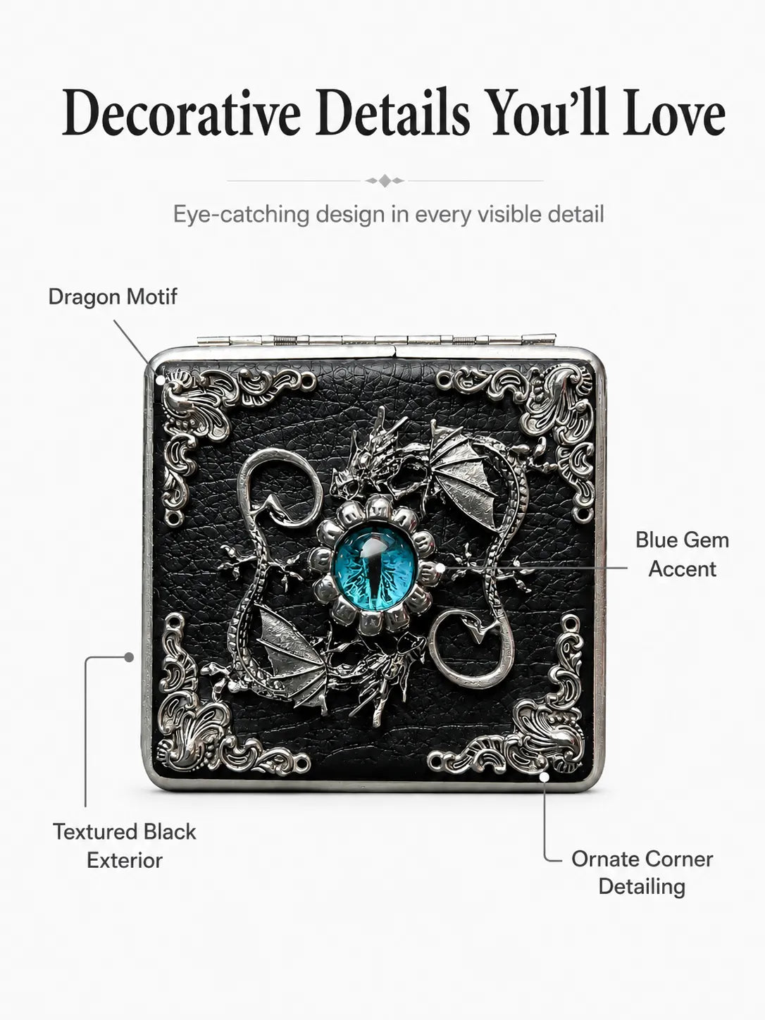 Wyrm-Guard Energy Vault Case – Black Leather Silver Metal Organizer