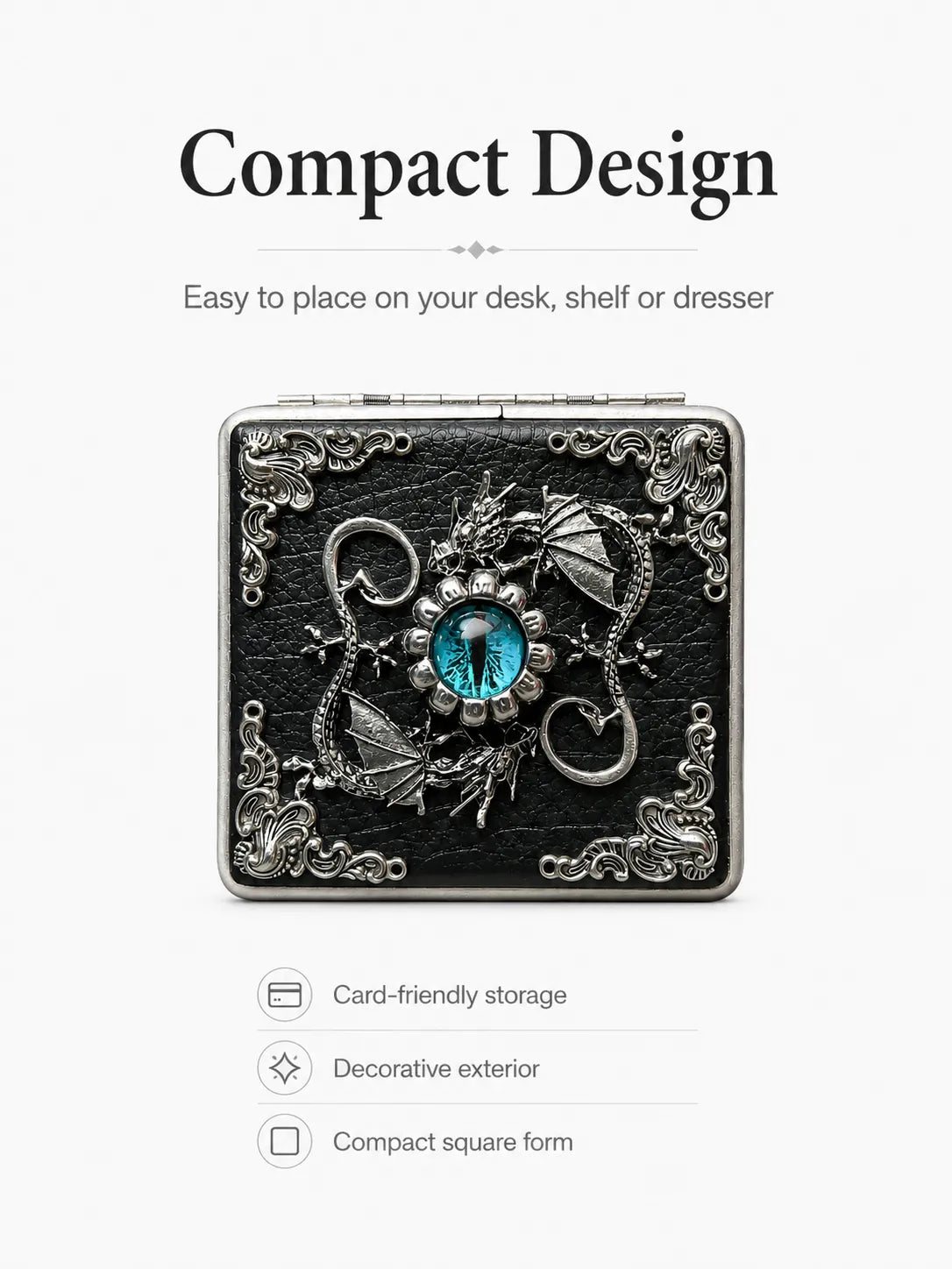 Wyrm-Guard Energy Vault Case – Black Leather Silver Metal Organizer