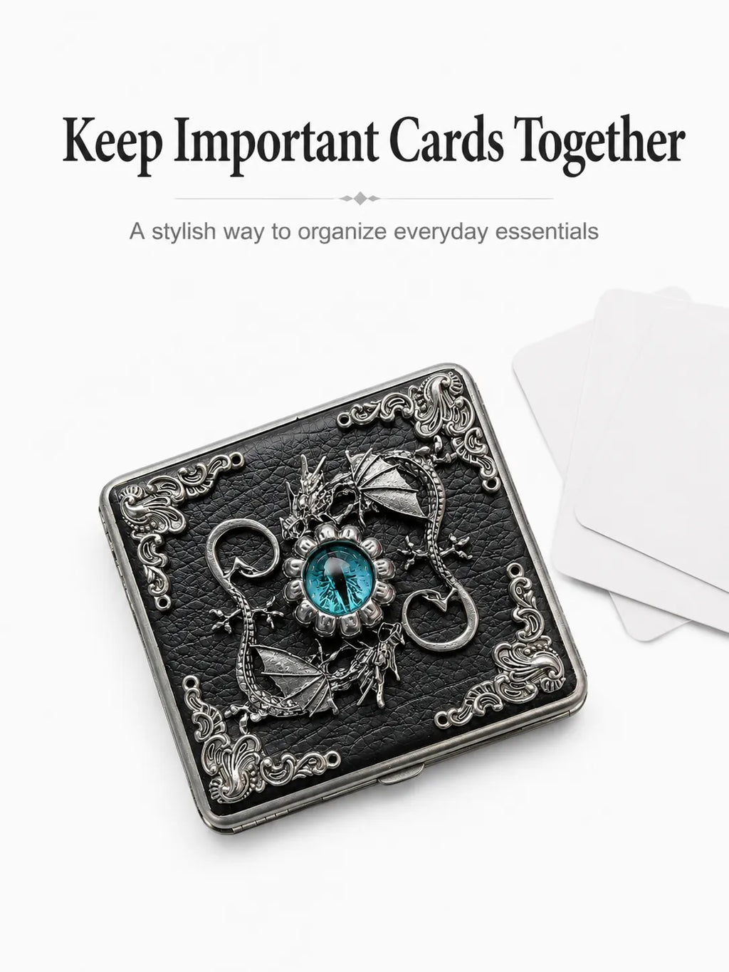 Wyrm-Guard Energy Vault Case – Black Leather Silver Metal Organizer