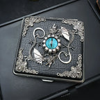 The Wyrm-Guard Leather Vault Case _ Silver Metal Hard-Shell Organizer—accessory with wyrm-Guard Leather Vault Silver