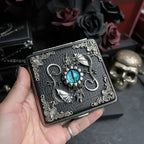 The Wyrm-Guard Leather Vault Case _ Silver Metal Hard-Shell Organizer—accessory with wyrm-Guard Leather Vault Silver