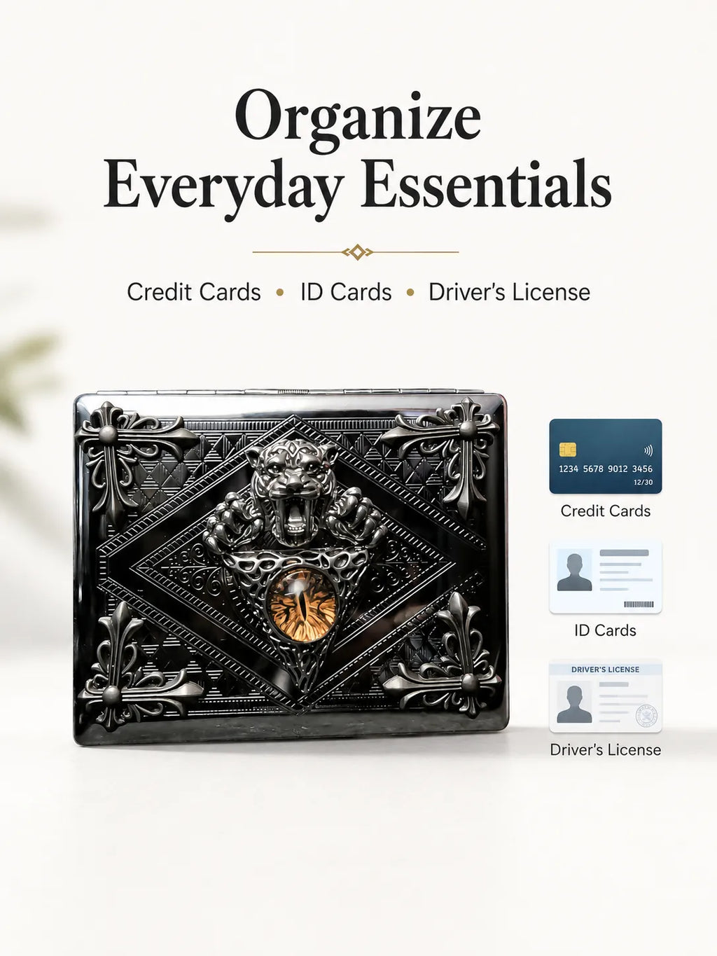 Amber Sovereign Energy Pocket Case – Silver Metal Hard-Shell Organizer