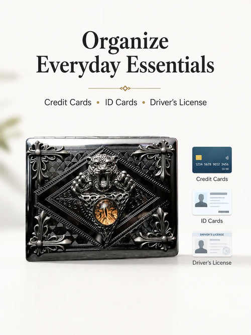 Amber Sovereign Energy Pocket Case – Silver Metal Hard-Shell Organizer