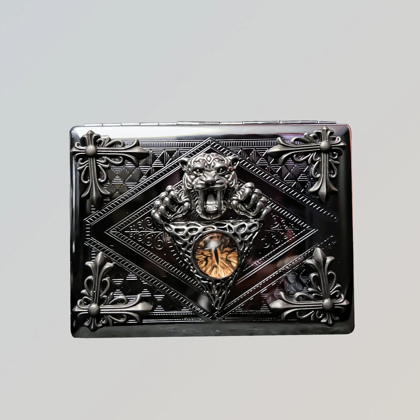 The Amber Sovereign Vault Case _ Silver Metal Hard-Shell Organizer—accessory with amber Sovereign Vault Silver Metal