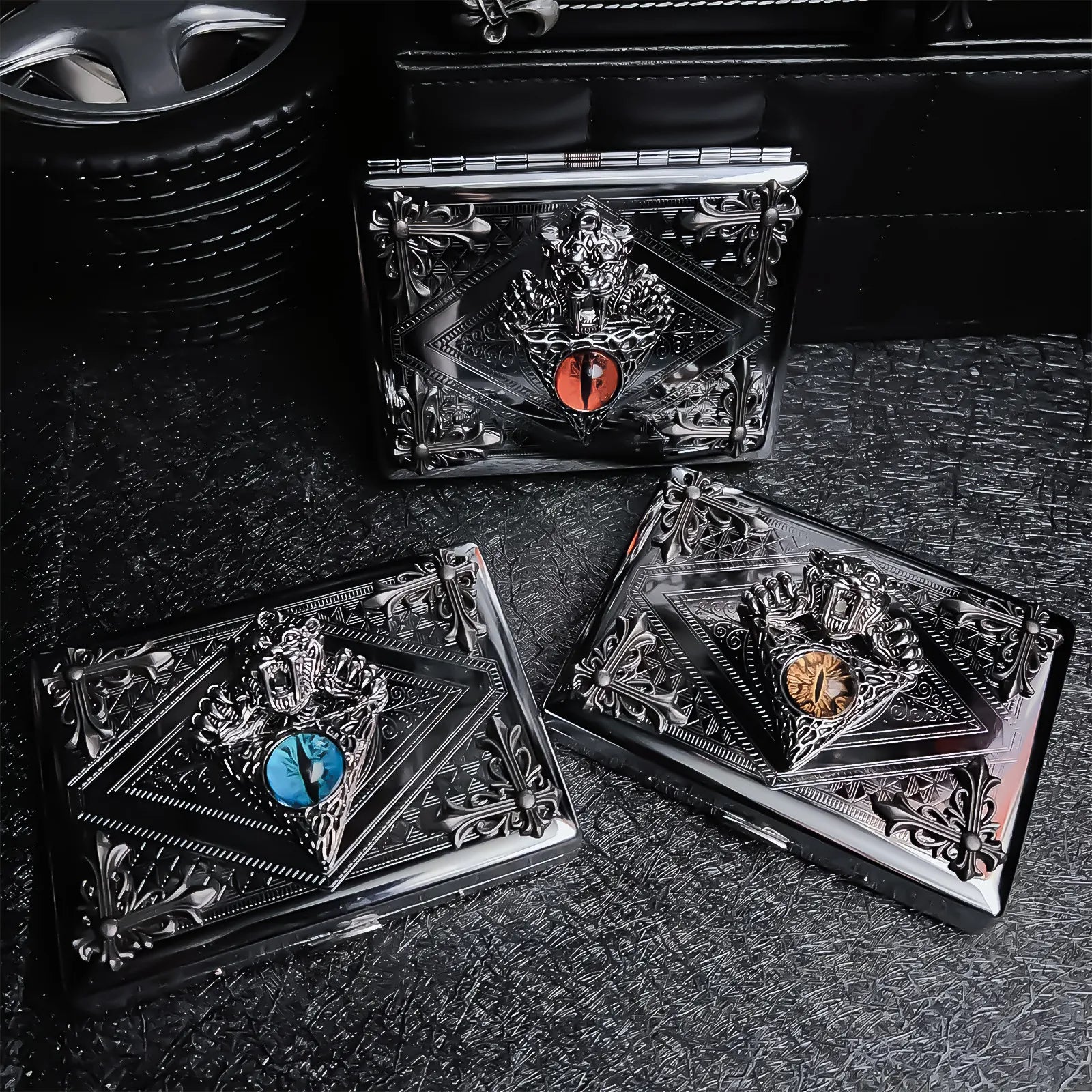 The Amber Sovereign Vault Case _ Silver Metal Hard-Shell Organizer—accessory with amber Sovereign Vault Silver Metal