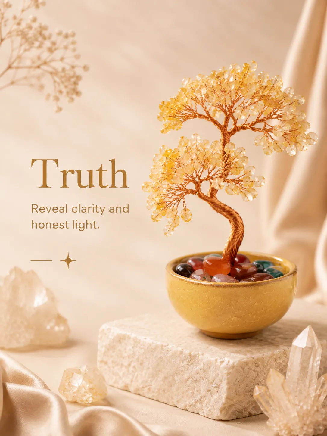 Energy Crystal Tree - Citrine, Wealth, Career, Self-confidence, Mobility