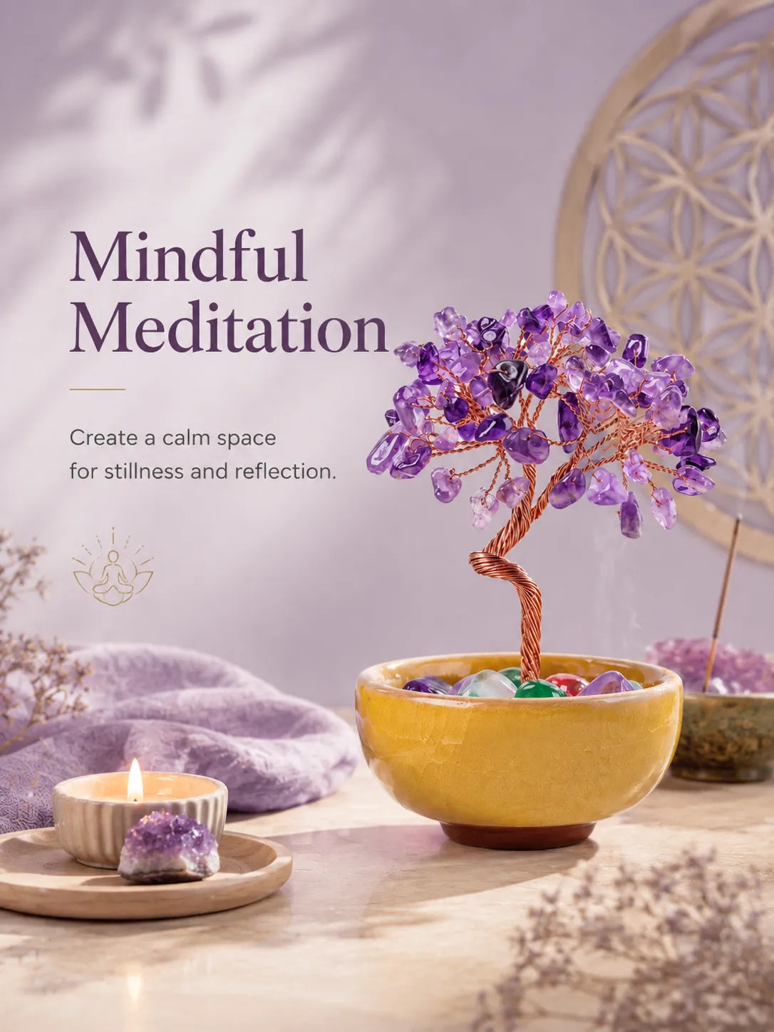 Energy Crystal Tree - Amethyst, Spirituality, Wisdom, Meditation, Calming the mind