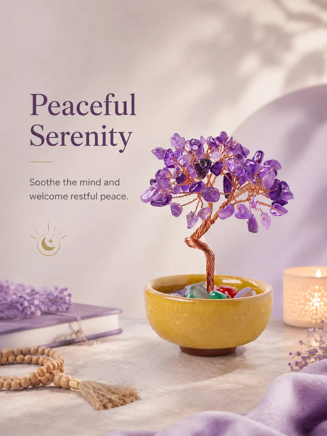 Energy Crystal Tree - Amethyst, Spirituality, Wisdom, Meditation, Calming the mind
