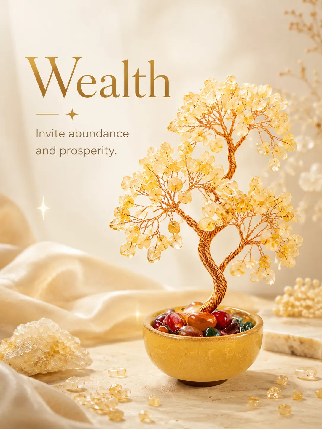 Energy Crystal Tree - Citrine, Wealth, Career, Self-confidence, Mobility