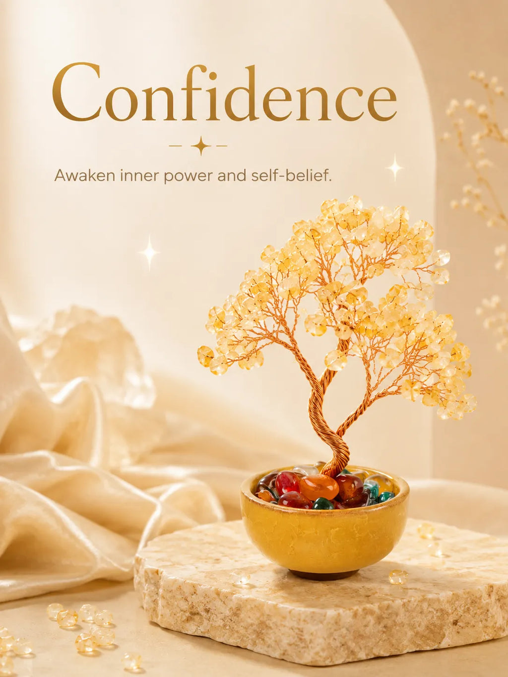 Energy Crystal Tree - Citrine, Wealth, Career, Self-confidence, Mobility
