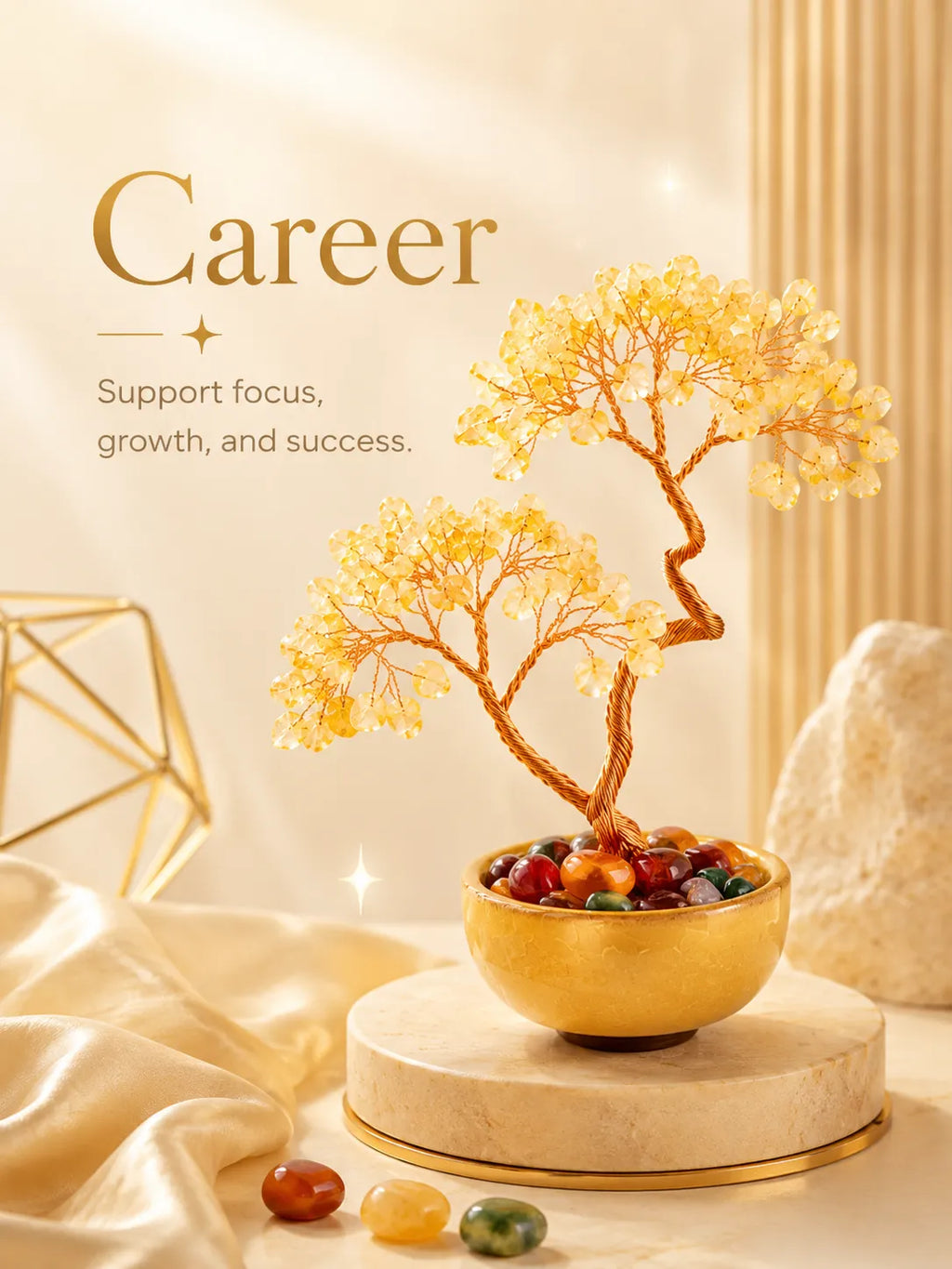 Energy Crystal Tree - Citrine, Wealth, Career, Self-confidence, Mobility