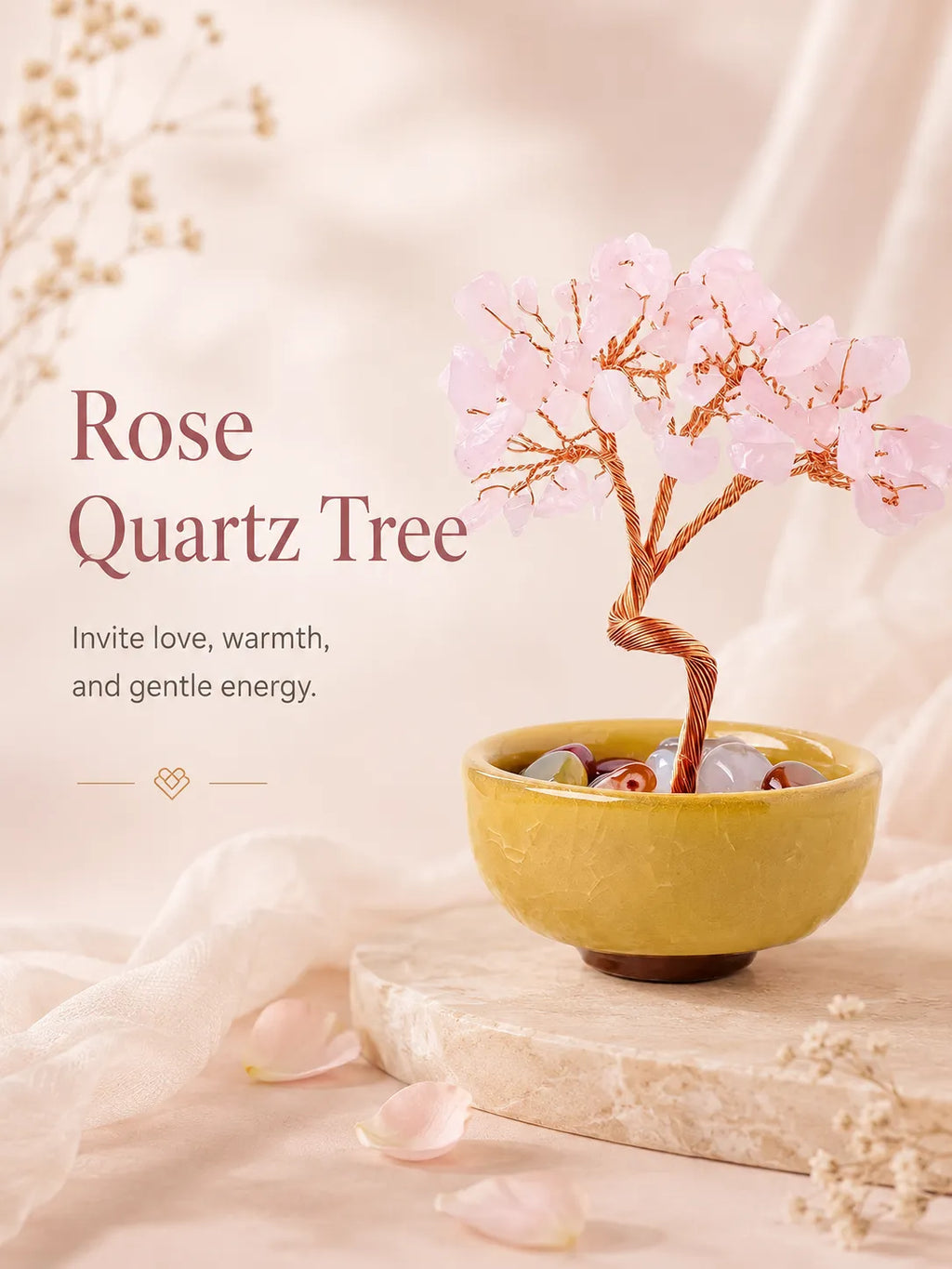 Energy Crystal Tree - Pink Quartz, Love, Popularity, Tenderness, Self-acceptance