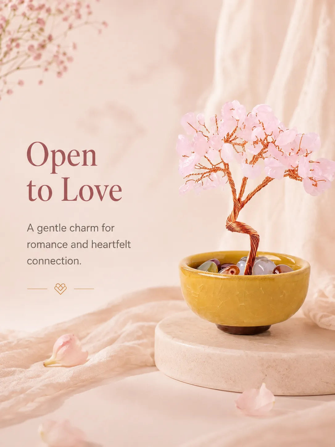 Energy Crystal Tree - Pink Quartz, Love, Popularity, Tenderness, Self-acceptance