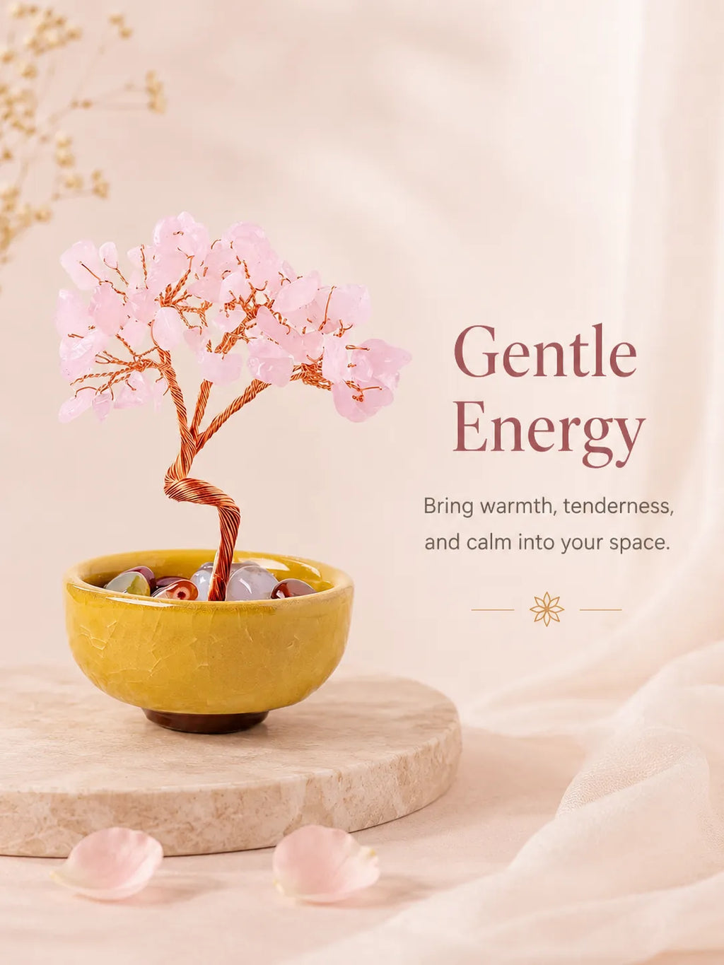 Energy Crystal Tree - Pink Quartz, Love, Popularity, Tenderness, Self-acceptance
