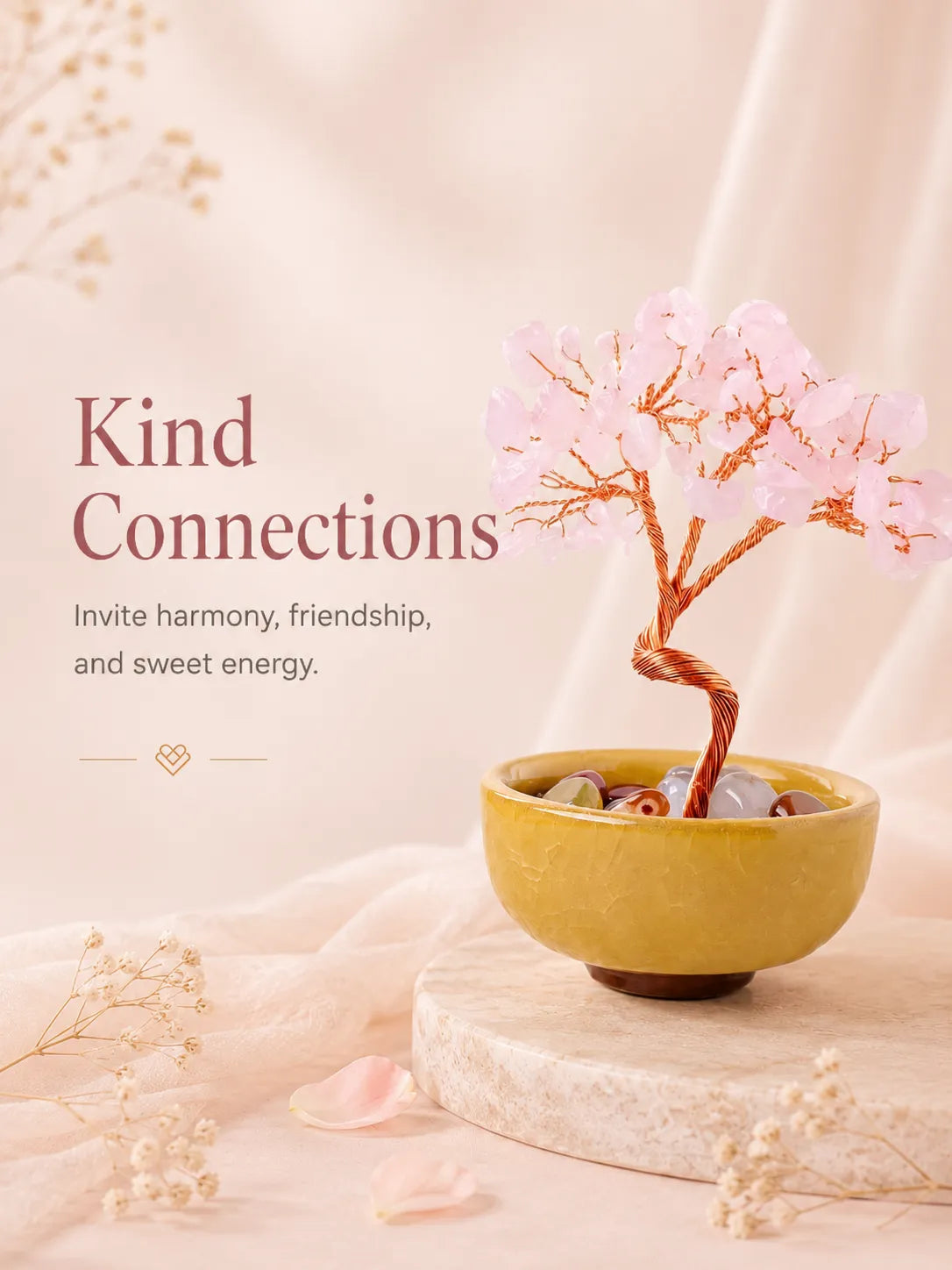Energy Crystal Tree - Pink Quartz, Love, Popularity, Tenderness, Self-acceptance