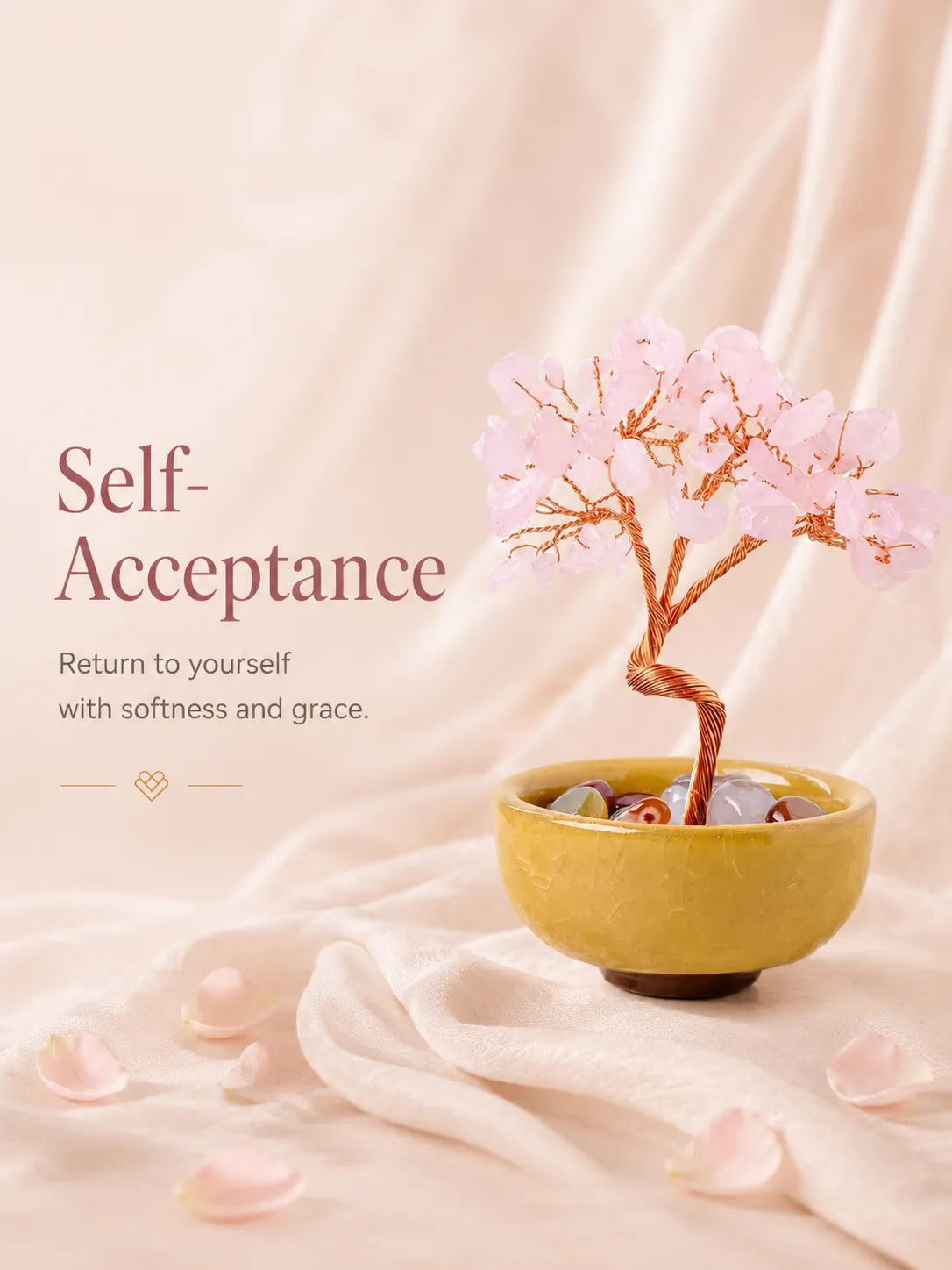 Energy Crystal Tree - Pink Quartz, Love, Popularity, Tenderness, Self-acceptance