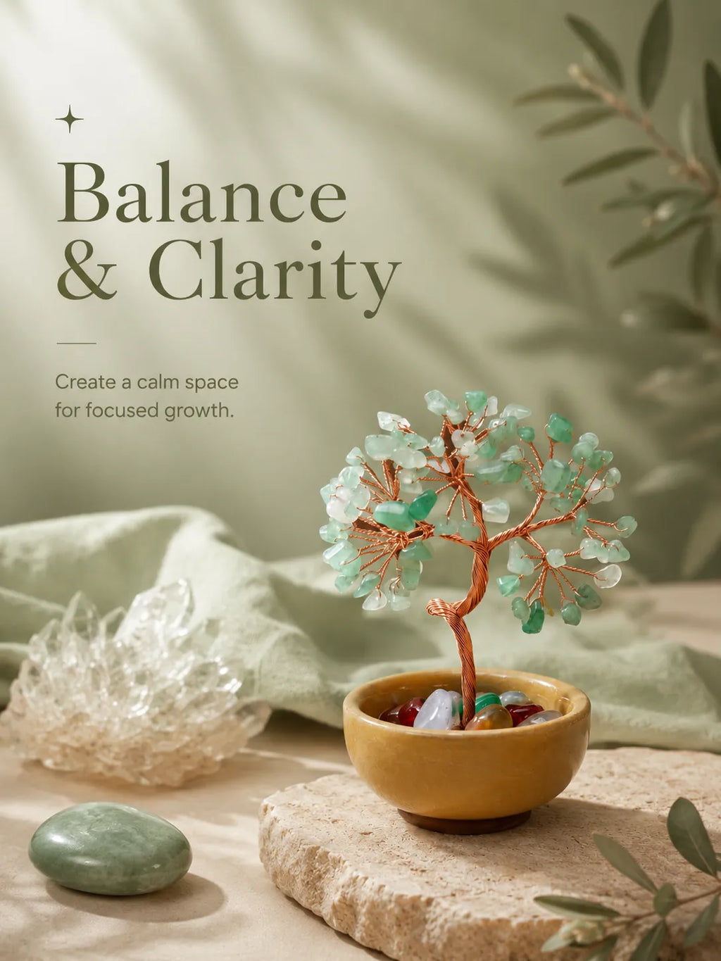 Energy Crystal Tree - Green Aventurine, Growth, Rebirth, Opportunity, Healing